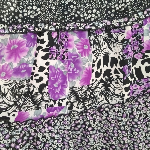 Elementz Women's Purple Floral Pleated Stretch A-line Maxi Dress Size Large - Picture 3 of 4